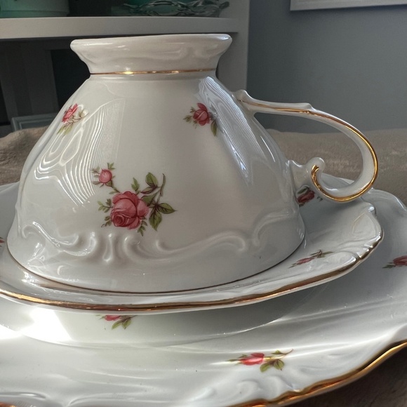 Bavaria Western Germany Elfenbein Rose Bud Pattern Tea Cup Saucer Plate 3 pc - Picture 5 of 15